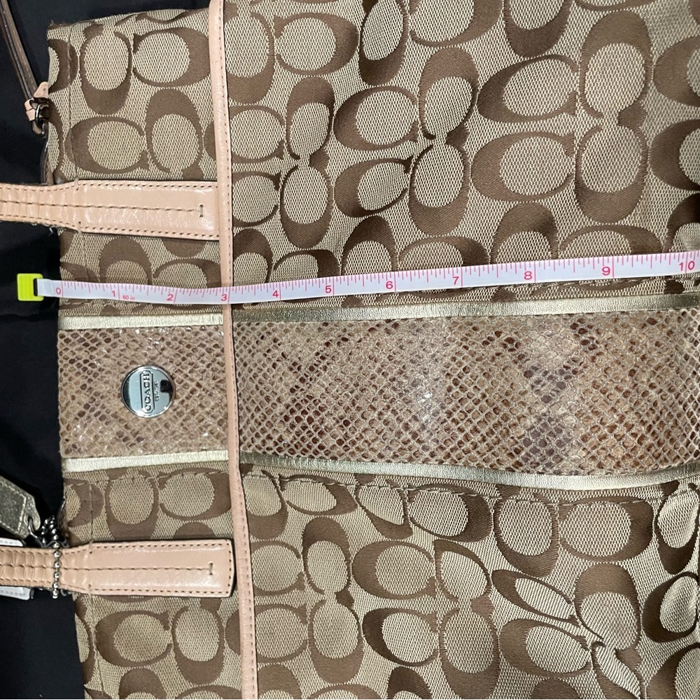 Coach Tan Signature Tote with Leather Accents - Picture 13 of 14